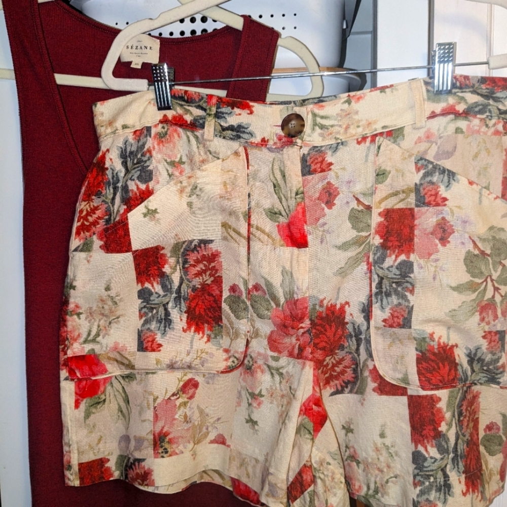 SEZANE US 12-14 France 46 Alberello Shorts Maxi Floral Patchwork &Tank SET xl